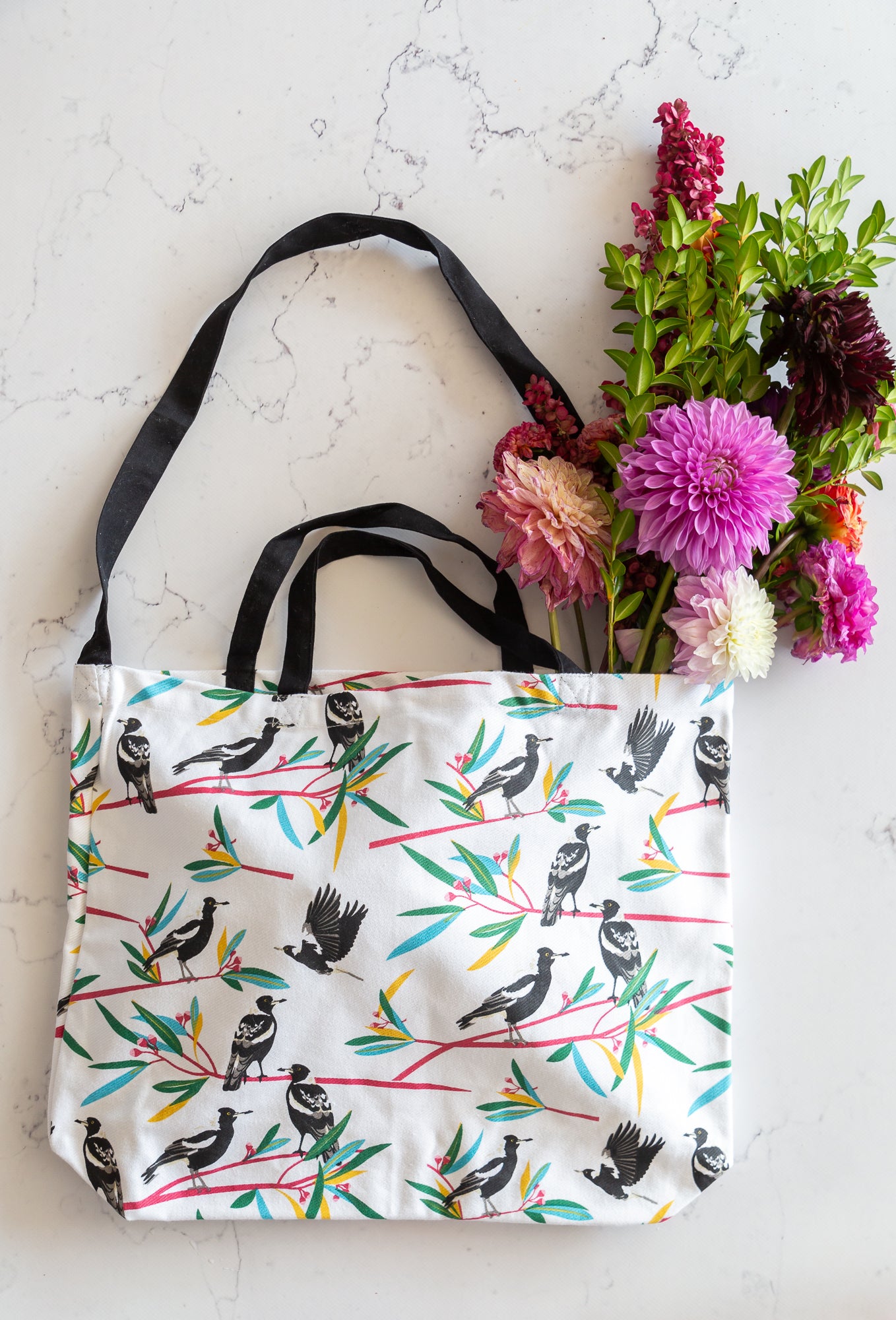 Cotton Tote Bag - Magpies