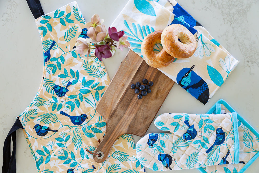 Double Oven Glove - Blue Wren