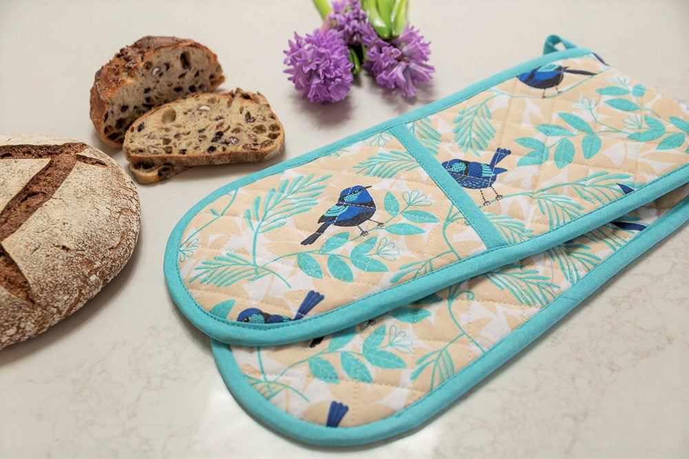 Double Oven Glove - Blue Wren