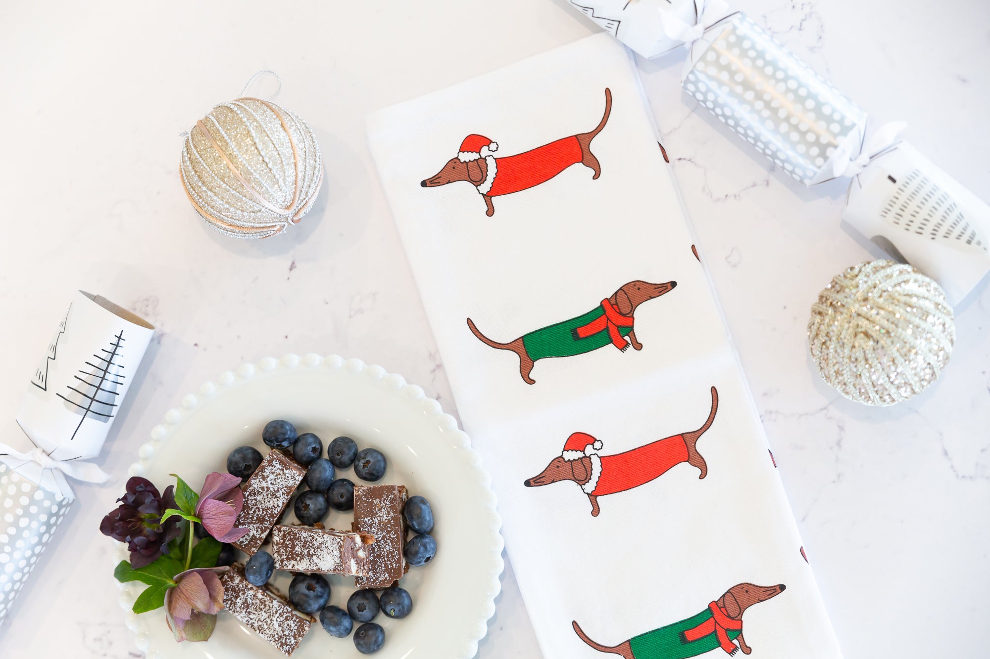 Tea Towel - Xmas Dogs
