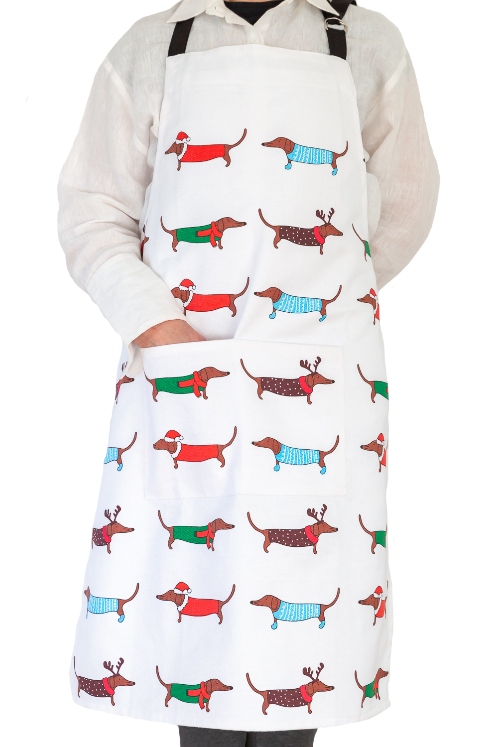 Apron (Heavy Drill) - Xmas Dogs