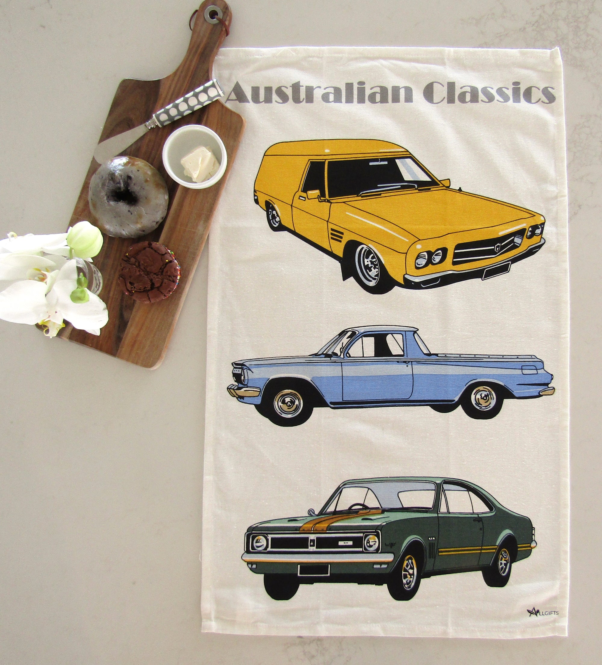 Tea Towel - Classic Cars Holdens