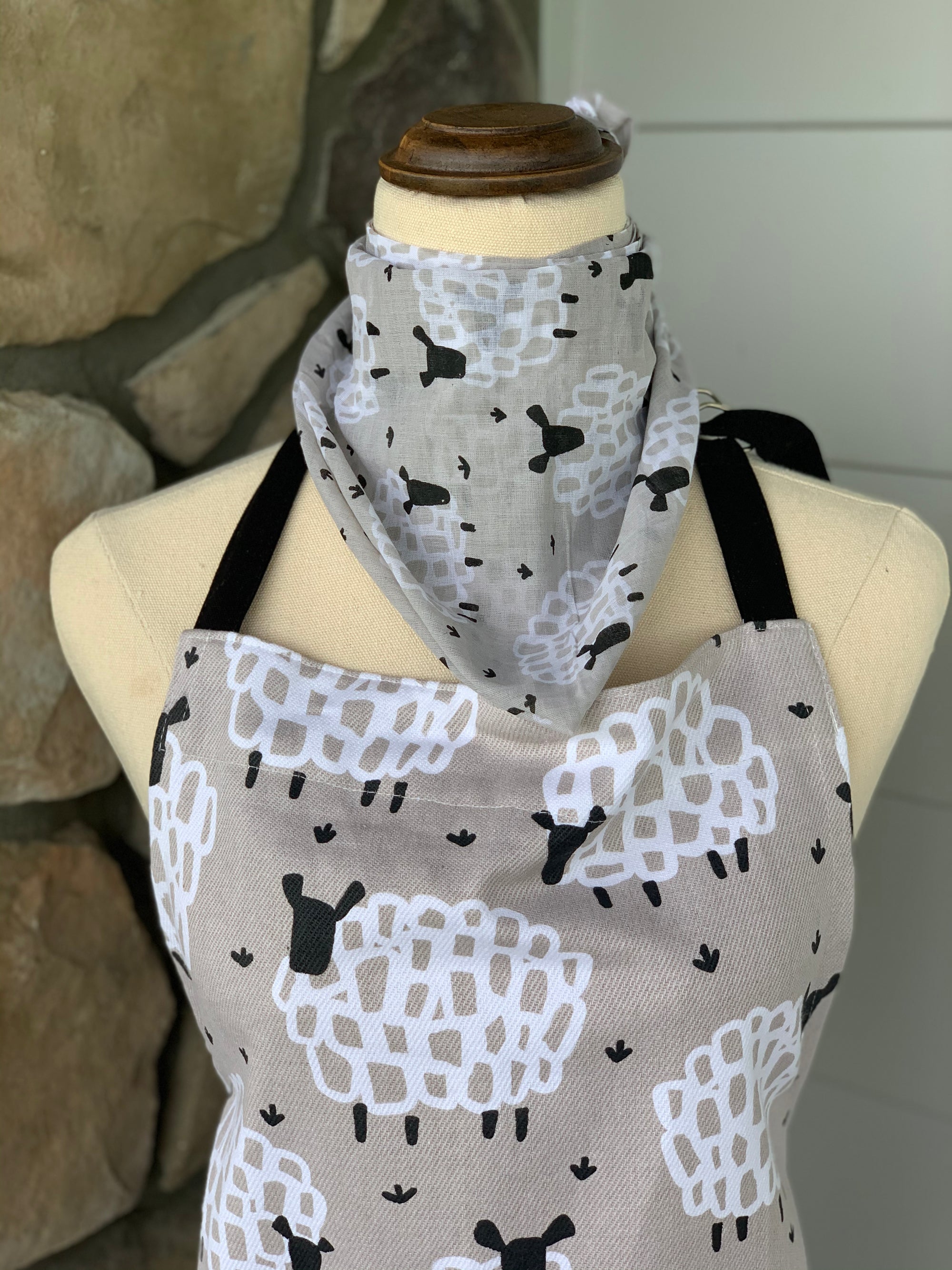 Cotton Scarf/Gardeners Bandanna - Grey Sheep