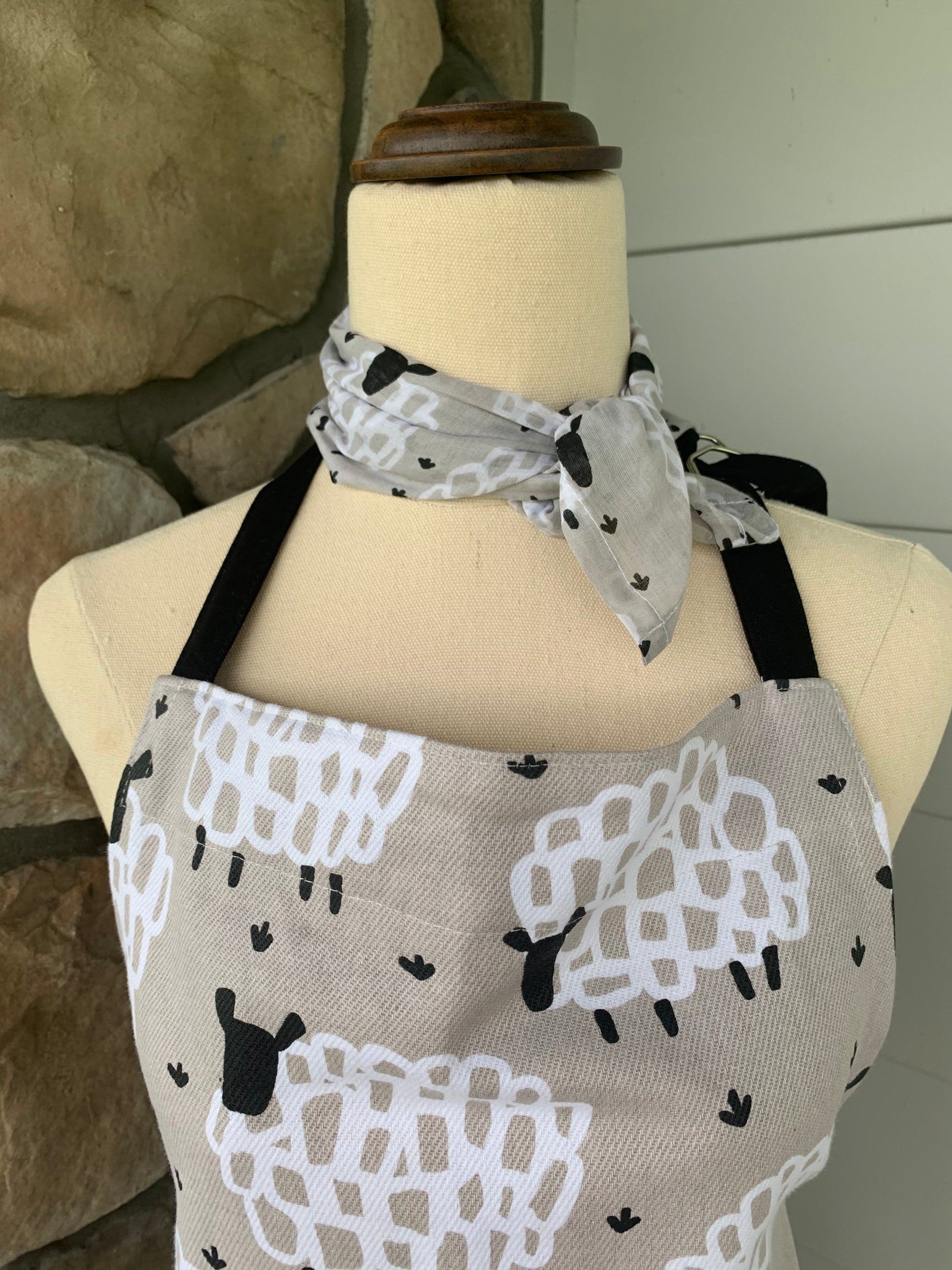 Cotton Scarf/Gardeners Bandanna - Grey Sheep