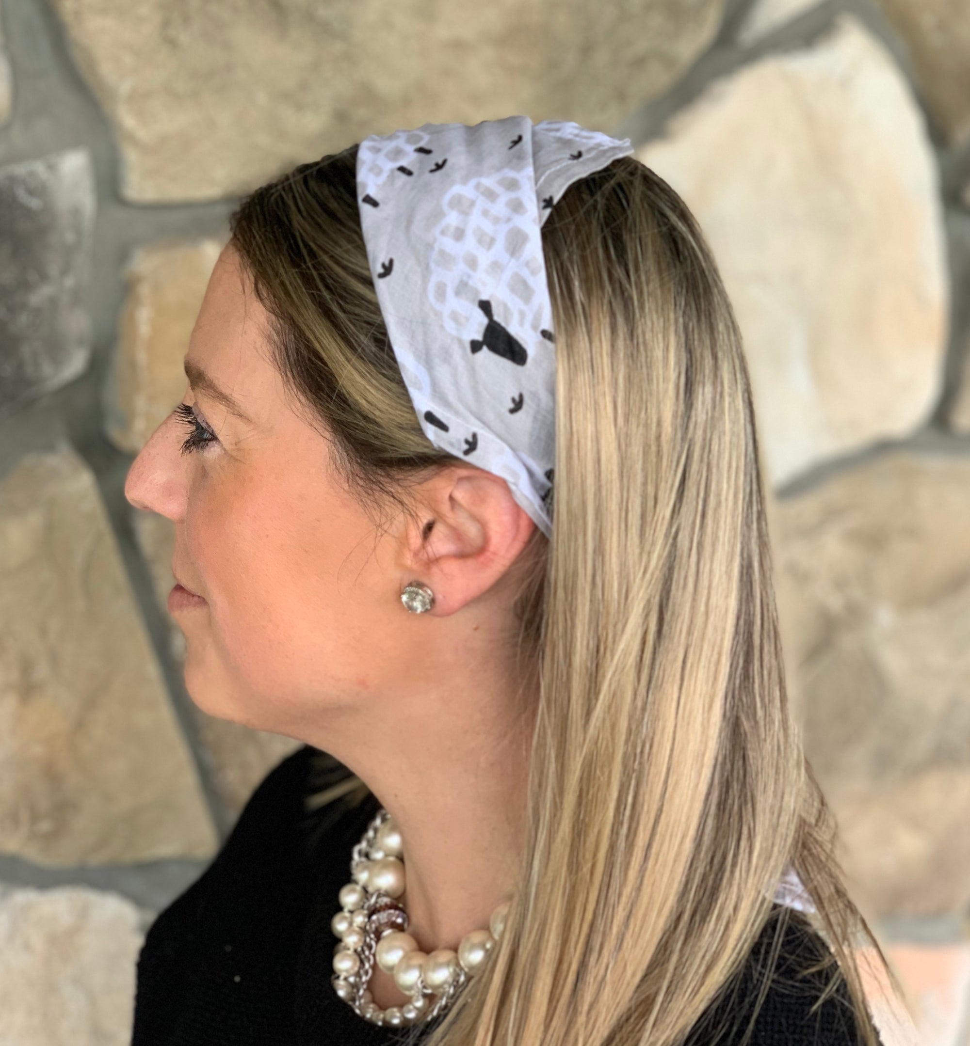 Cotton Scarf/Gardeners Bandanna - Grey Sheep