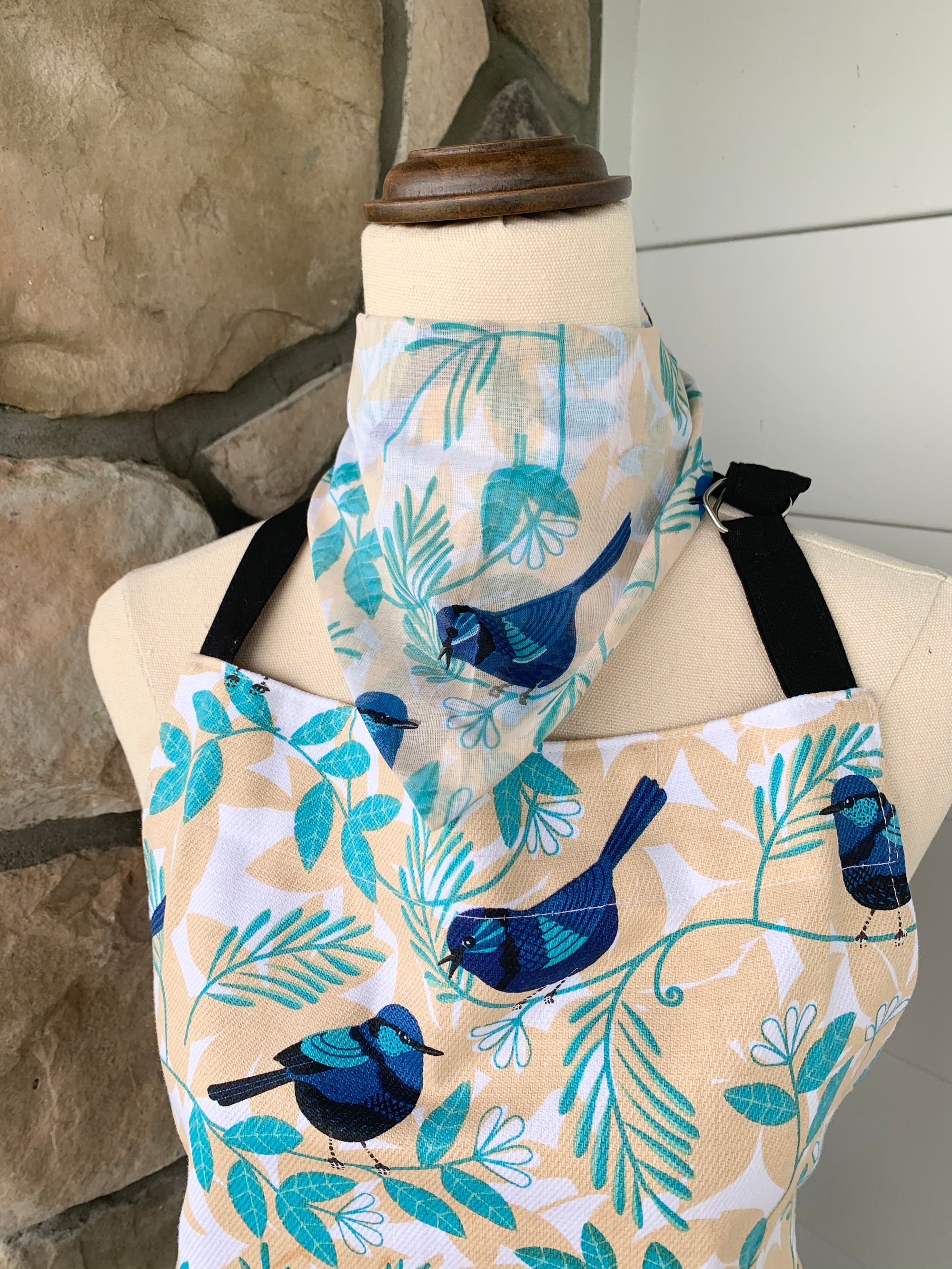 Cotton Scarf/Gardeners Bandanna - Blue Wren