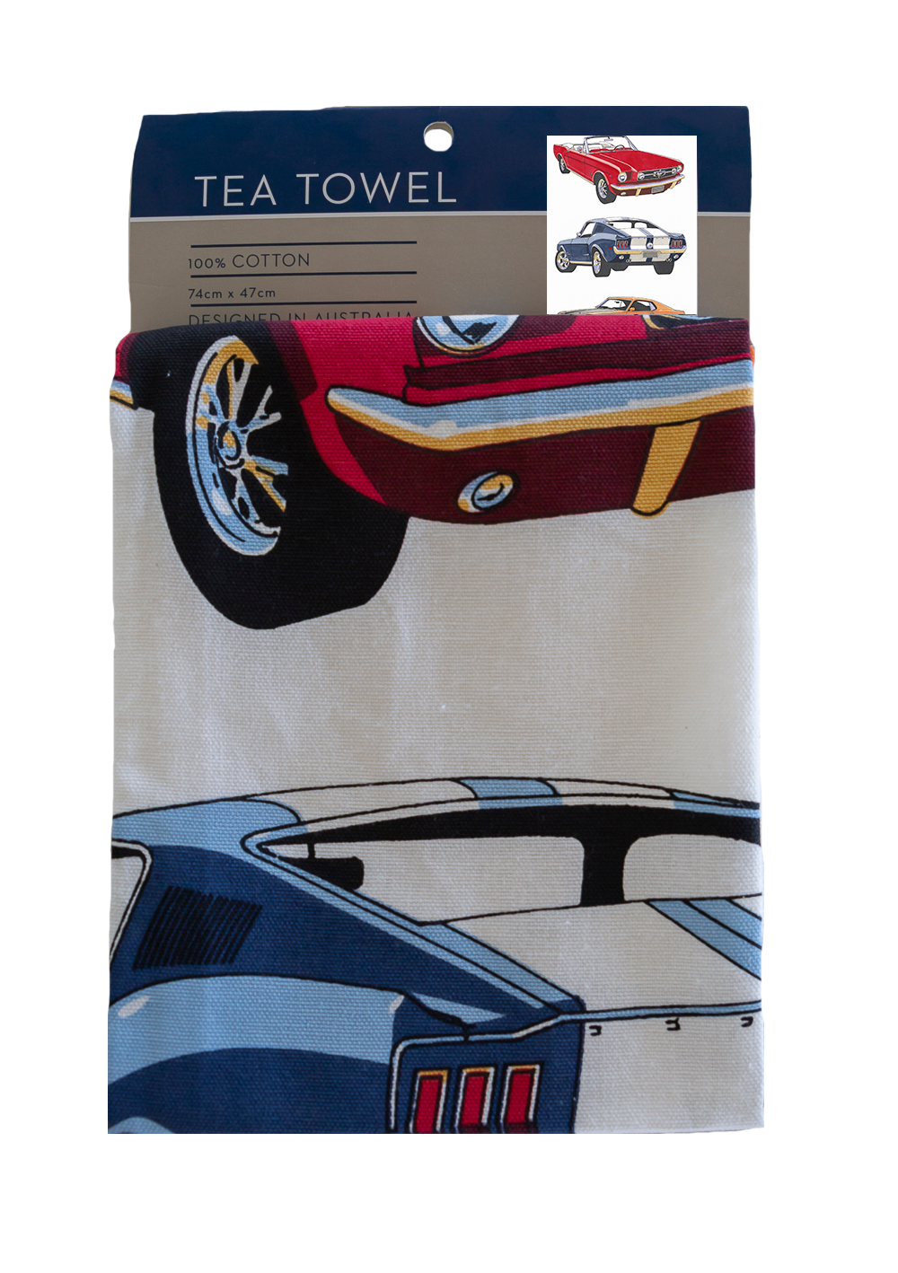 Tea Towel - Classic Cars Mustangs