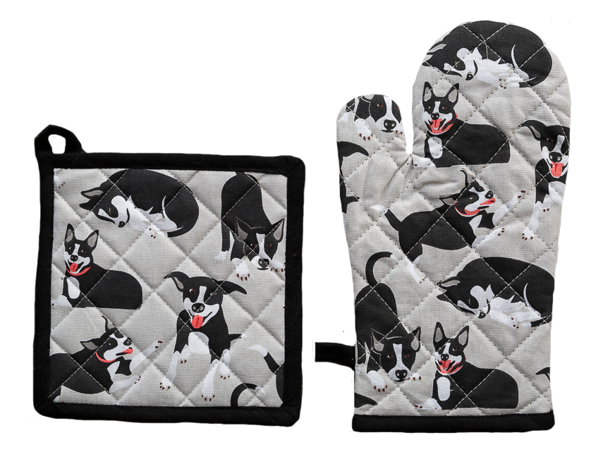 Oven Glove & Pot Holder Set - Farm Dogs