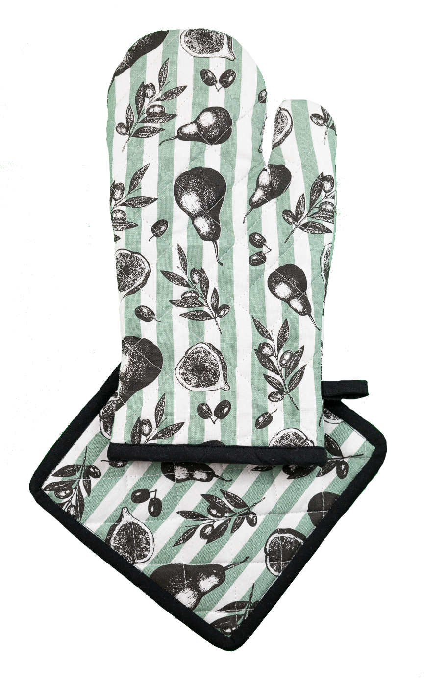 Oven Glove & Pot Holder Set - Fig & Pear