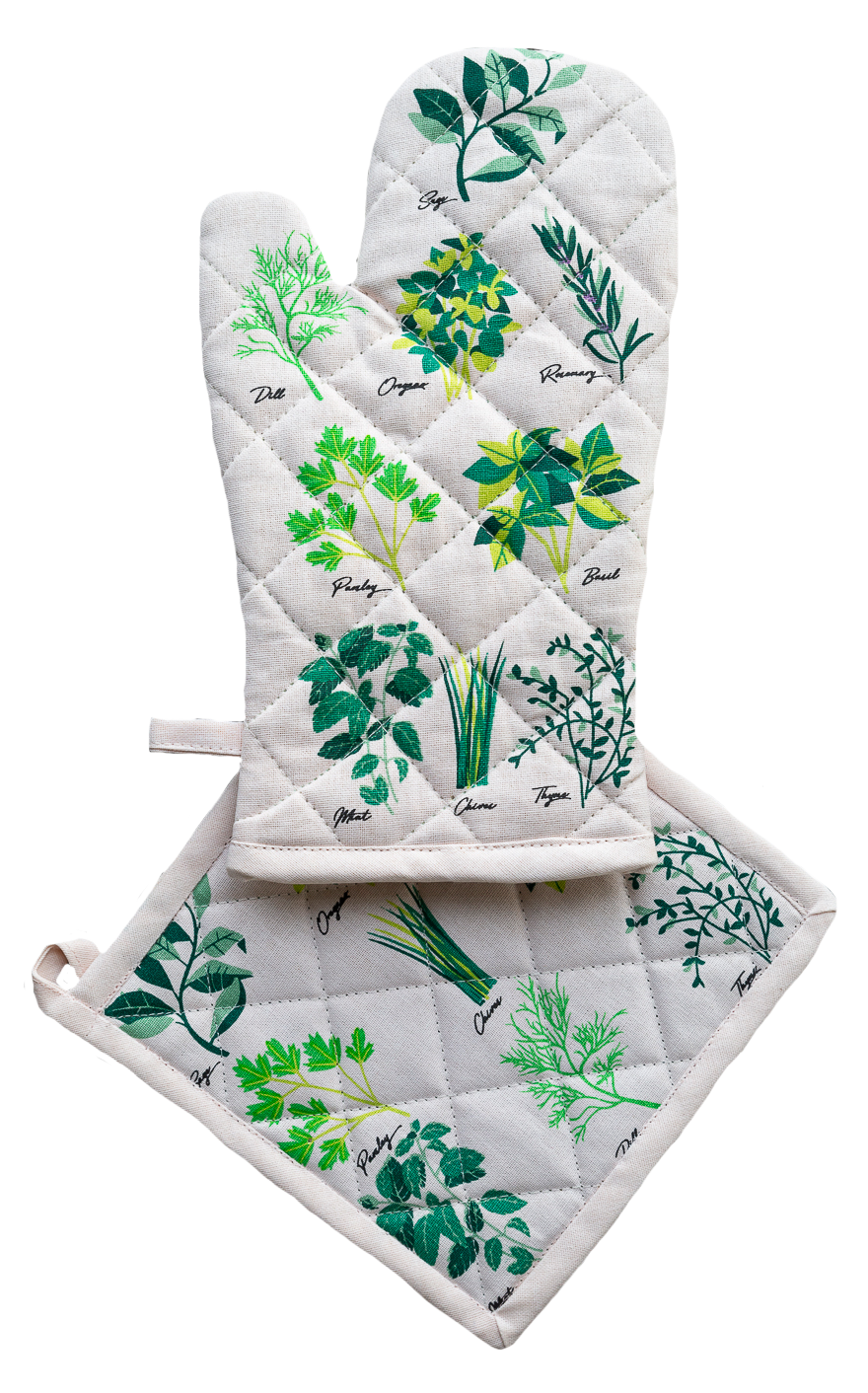 Oven Glove & Pot Holder Set - Culinary Herbs