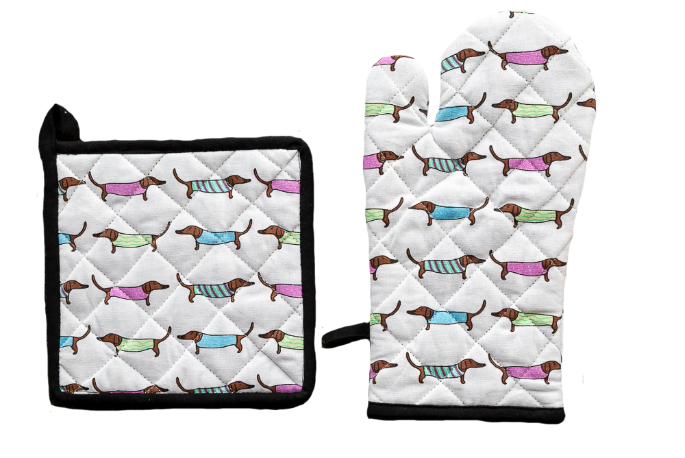 Oven Glove & Pot Holder Set - Sausage Dogs