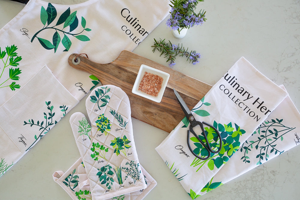 Oven Glove & Pot Holder Set - Culinary Herbs