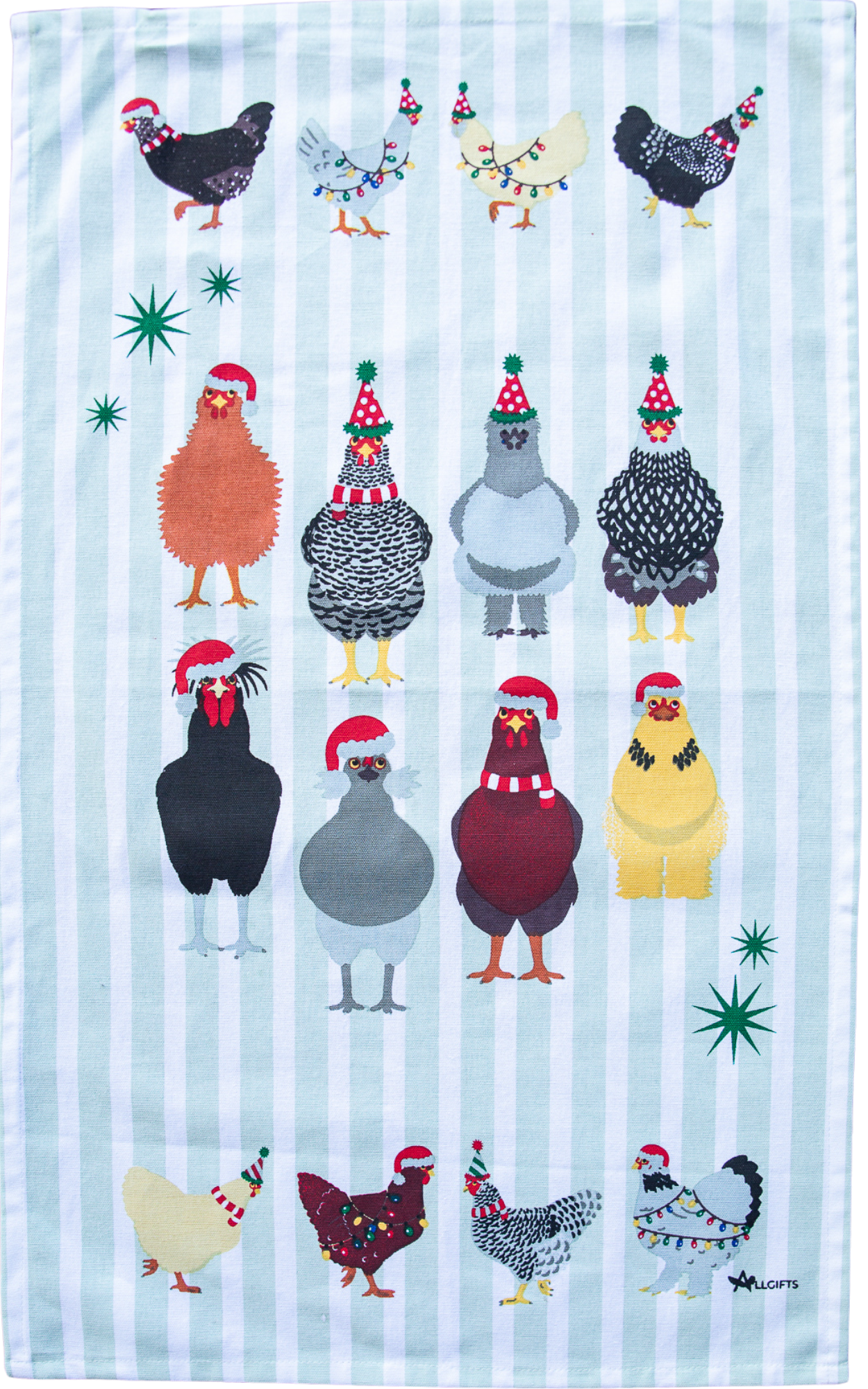 Tea Towel - Xmas Chickens Allgifts Australia