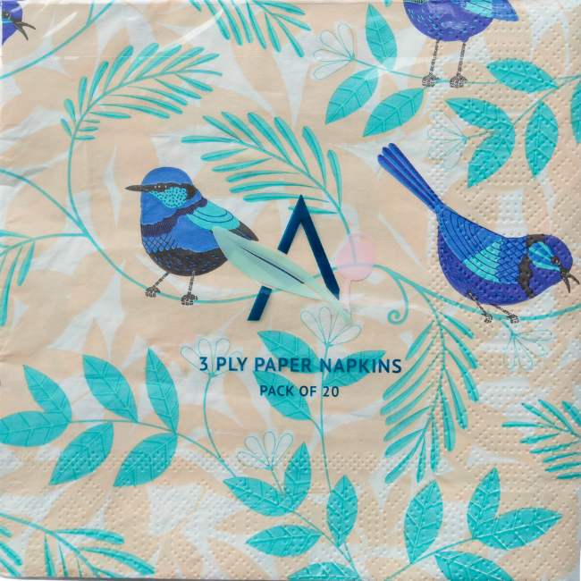 Paper Napkins - Blue Wrens Allgifts Australia