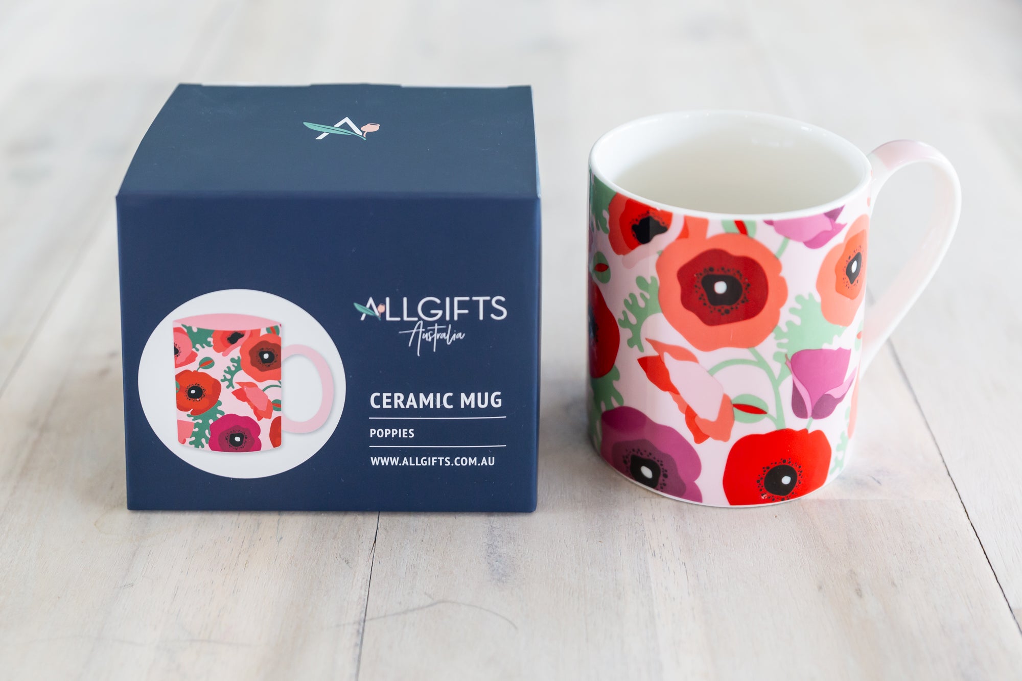 Keramiktasse – Mohnblumen