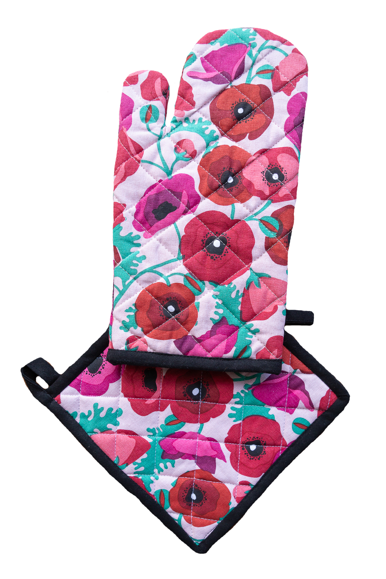 Oven Glove & Pot Holder Set - Poppies Allgifts Australia