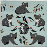 green square paper napkin with koalas