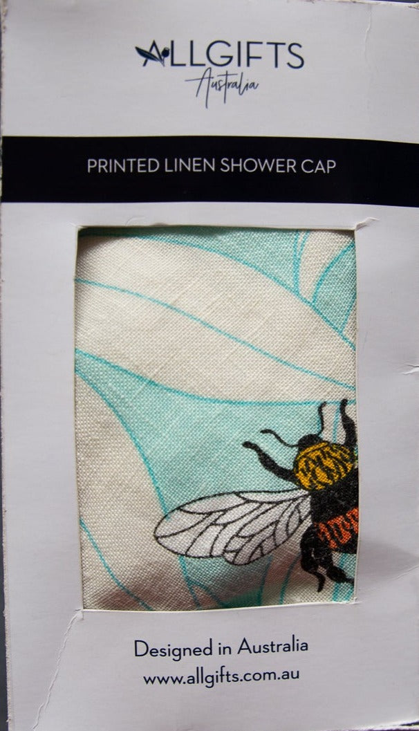 Linen Shower Cap - Flower Bees