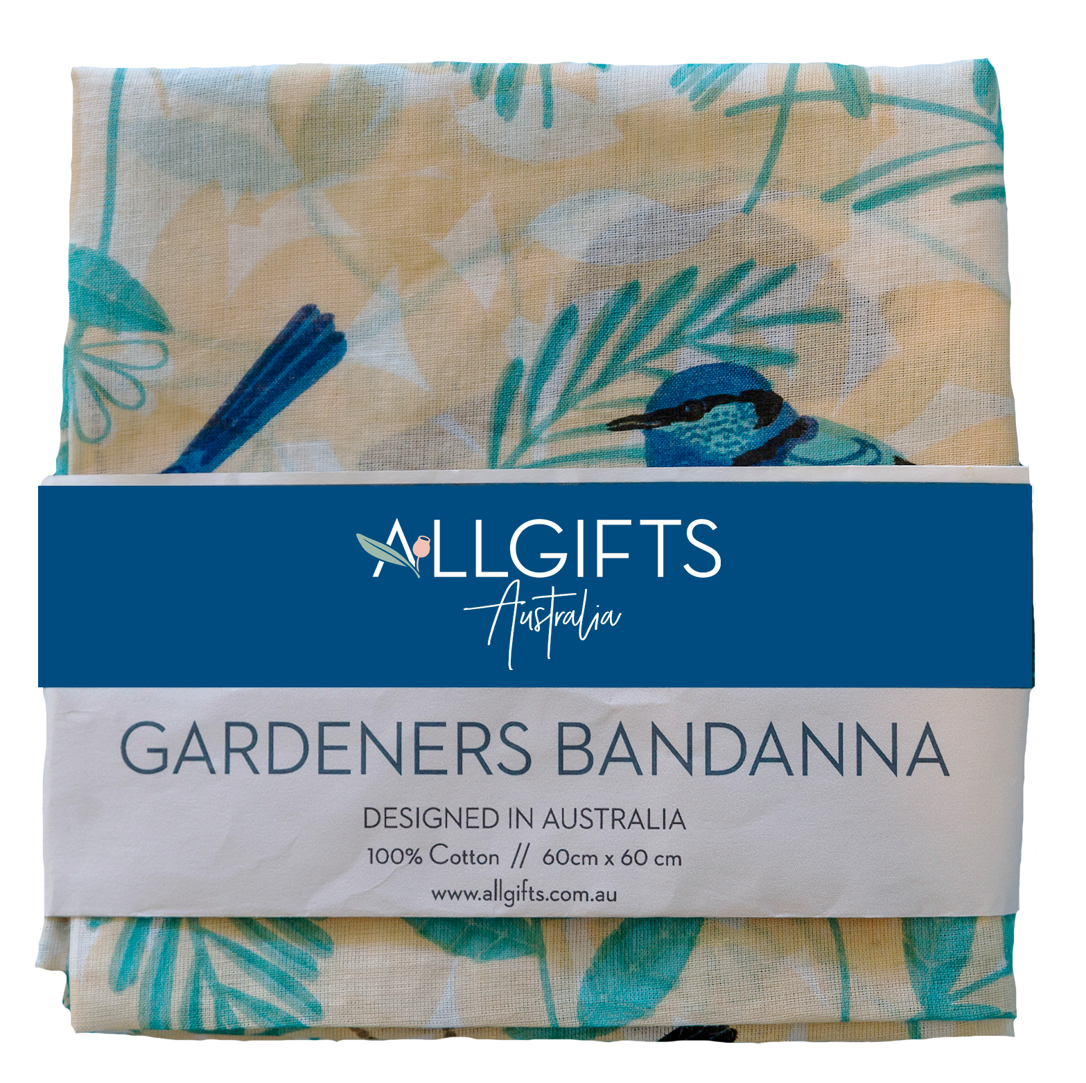 Cotton Scarf/Gardeners Bandanna - Blue Wren