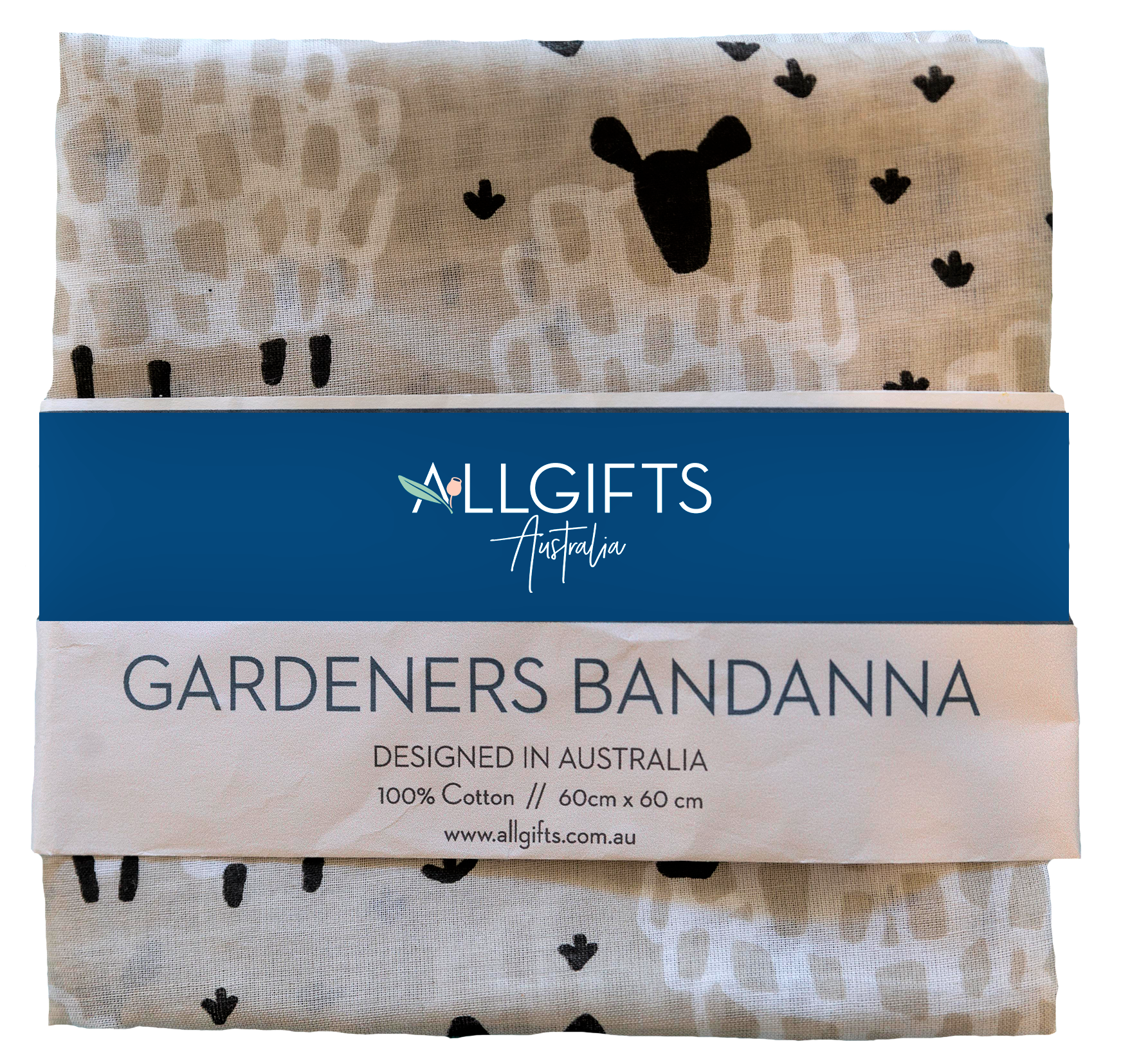 Cotton Scarf/Gardeners Bandanna - Grey Sheep