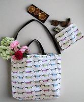 sausage dog cotton tote bag