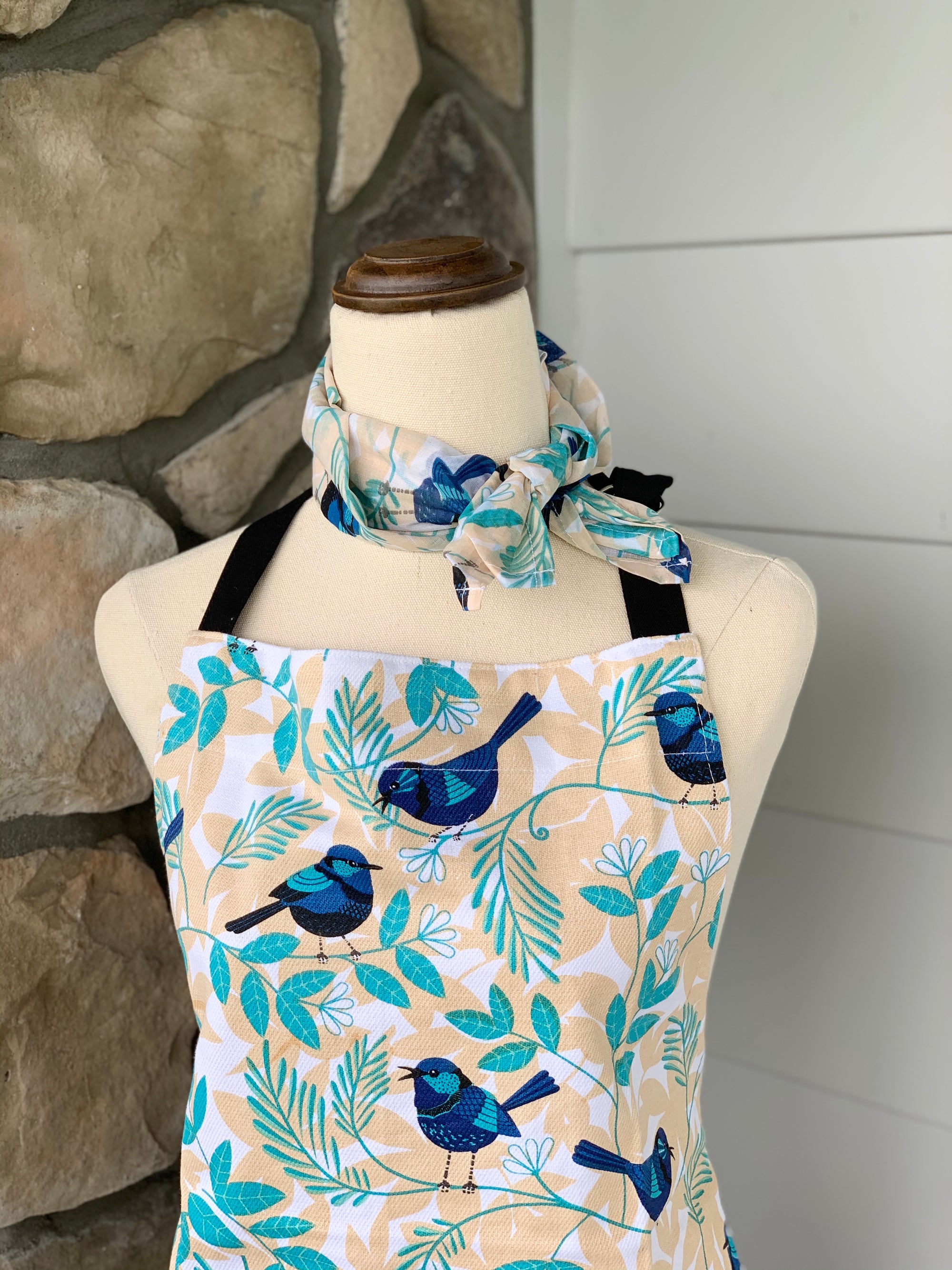 Cotton Scarf/Gardeners Bandanna - Blue Wren