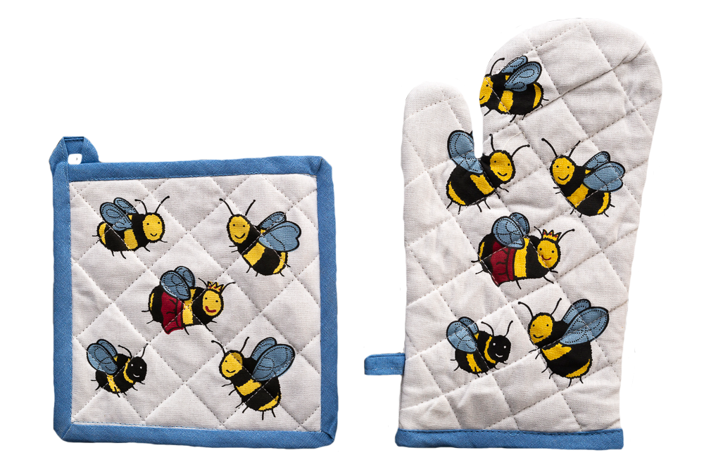Oven Glove & Pot Holder Set - Bees