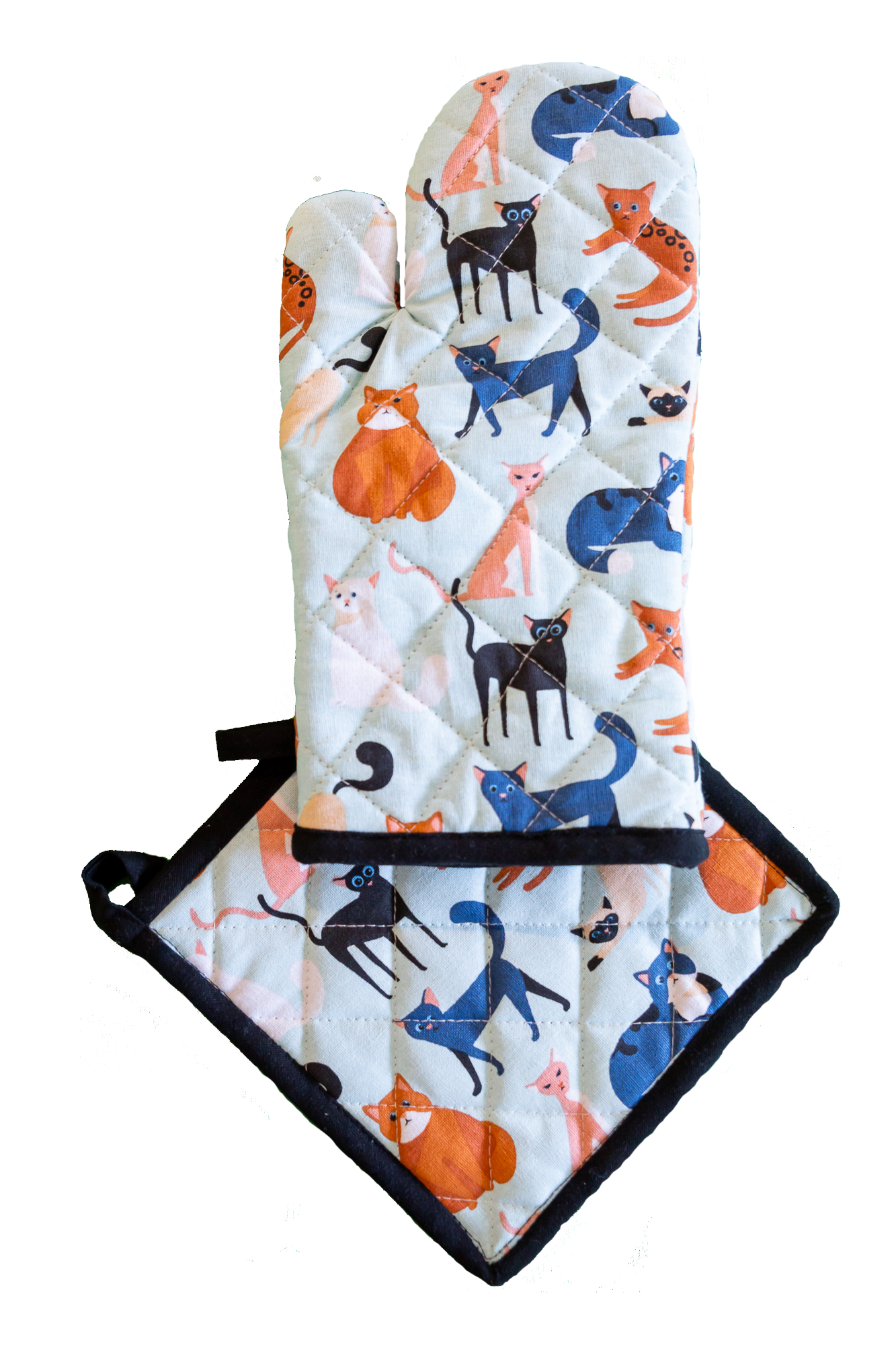 Oven Glove & Pot Holder Set - Colourful Cats