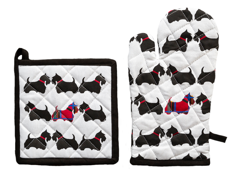 Oven Glove & Pot Holder Set - Scottie Dog