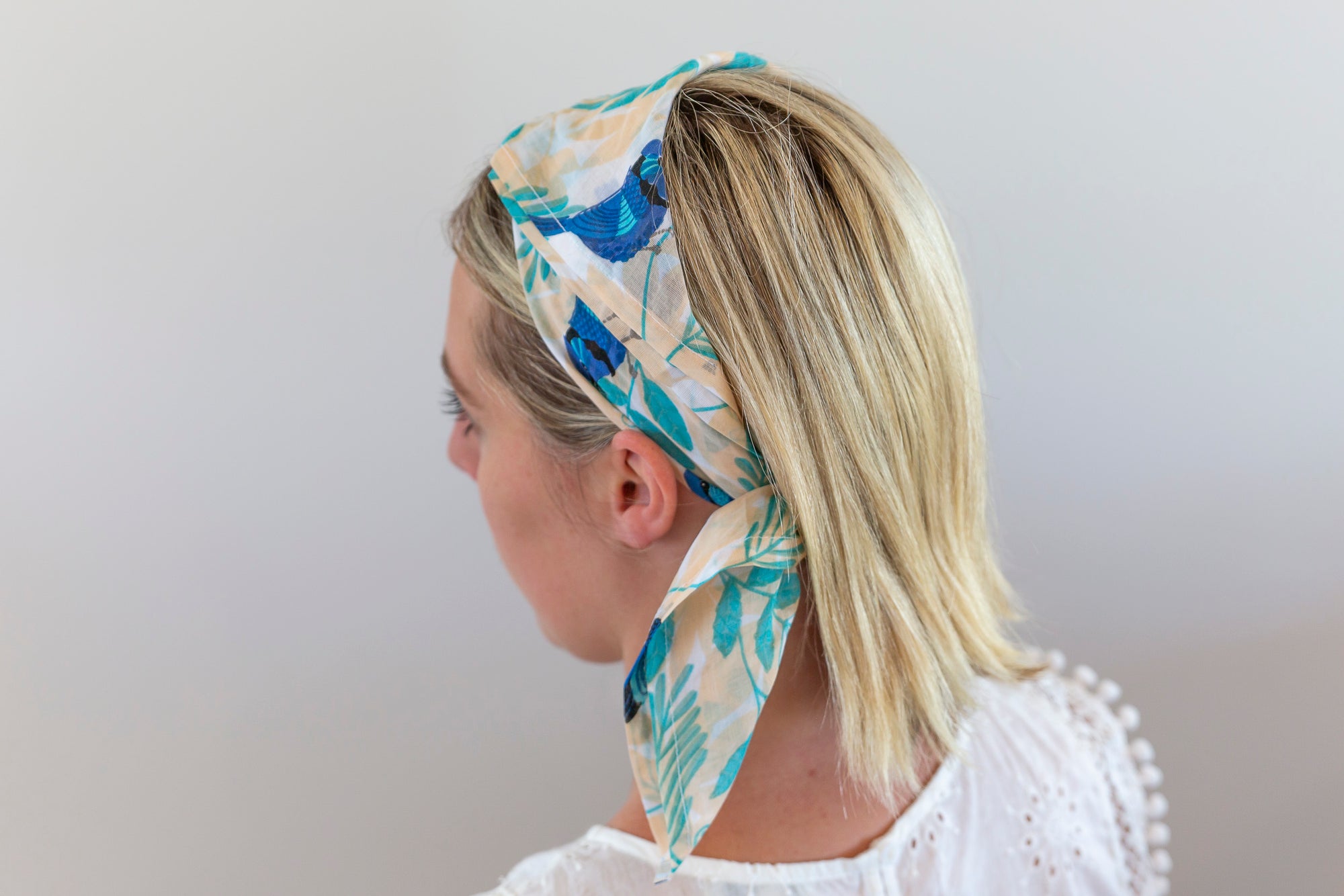 Cotton Scarf/Gardeners Bandanna - Blue Wren