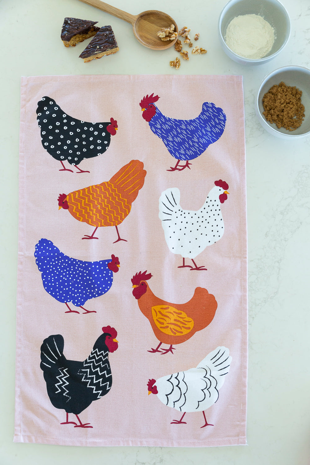 Tea Towel - Bright Hens