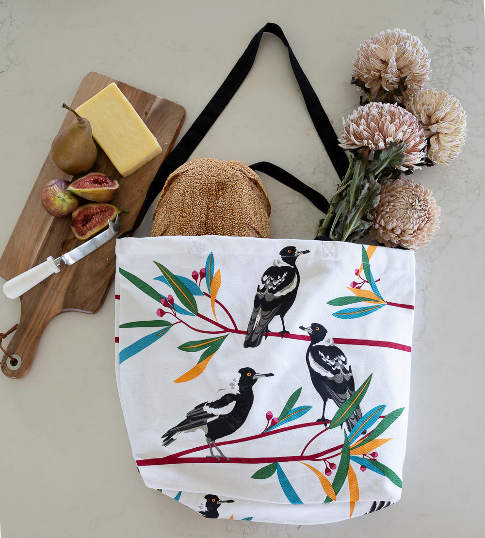 Cotton Tote Bag - Magpies